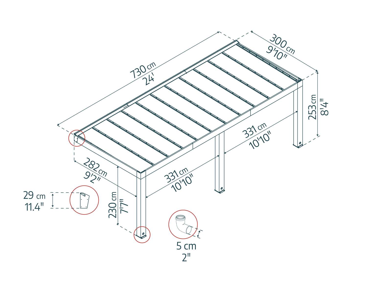 palram-canopia-helsinki-3-x-7-3-m-pergola image 3