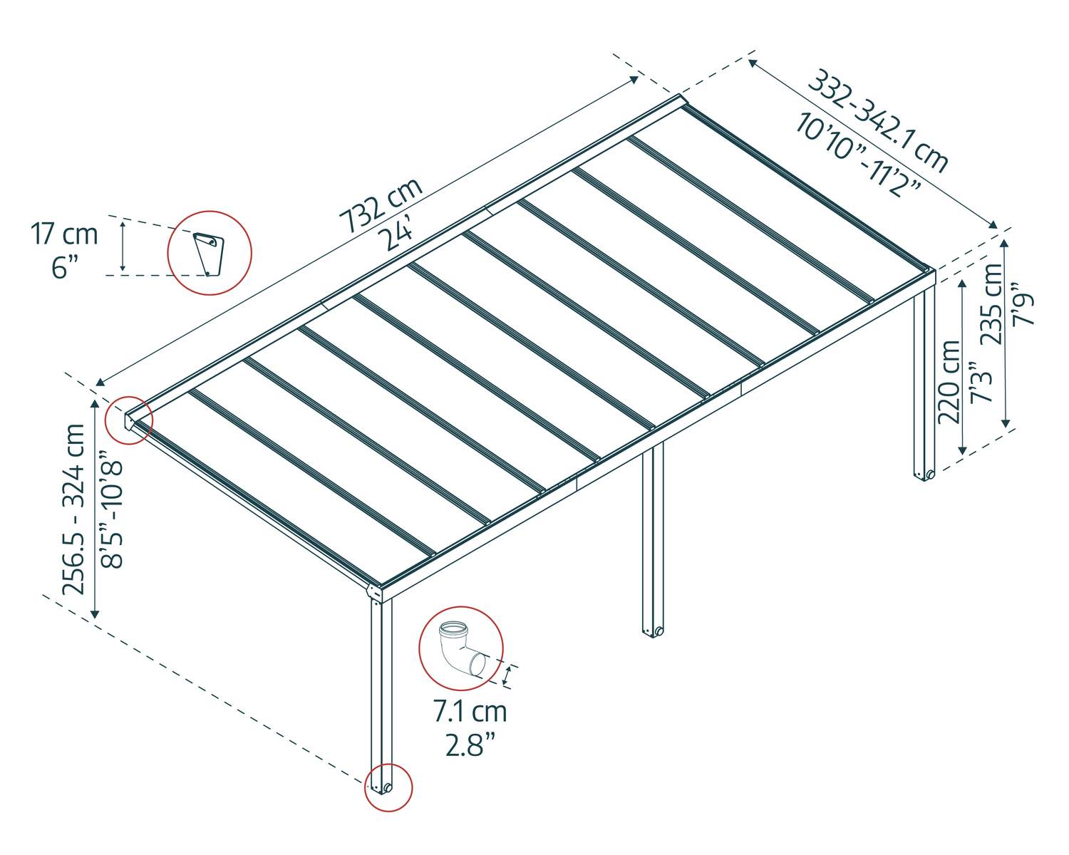 palram-canopia-stockholm-pergola-3-4-x-7-3-m image 3