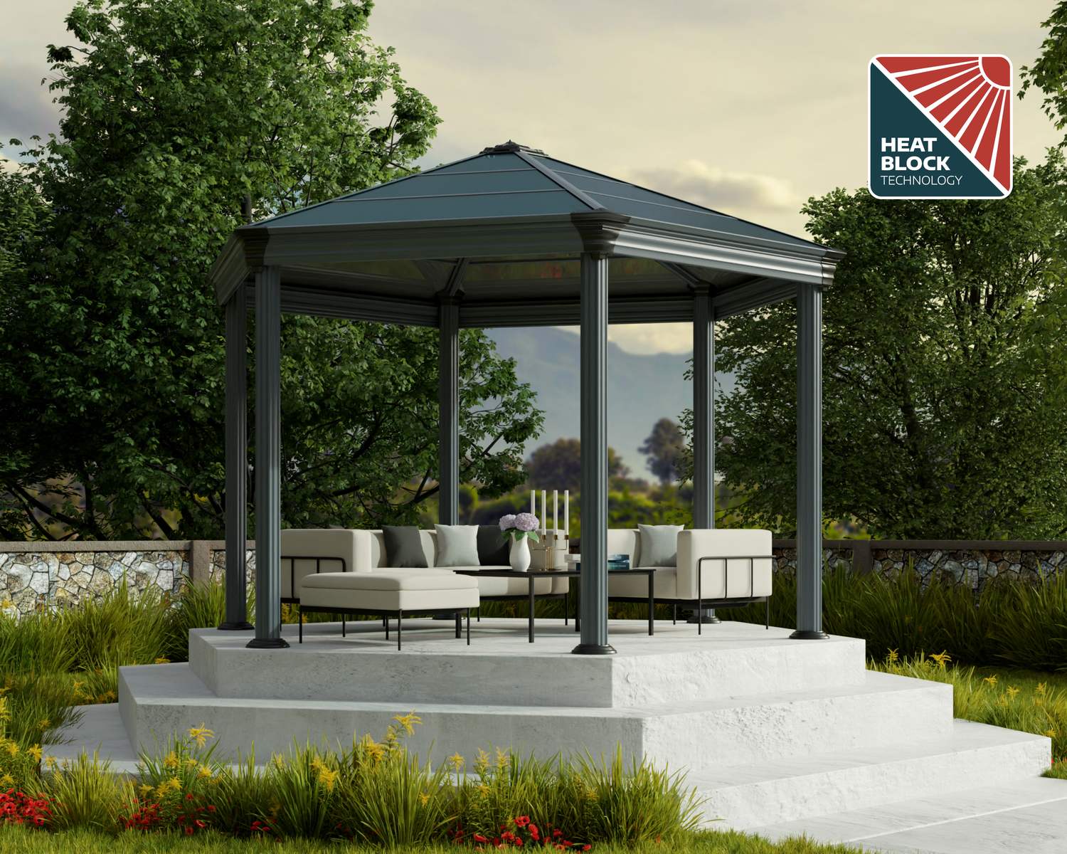 palram-canopia-roma-3-6-x-4-m-gartenpavillon-hexagonal-11-1-m image 7