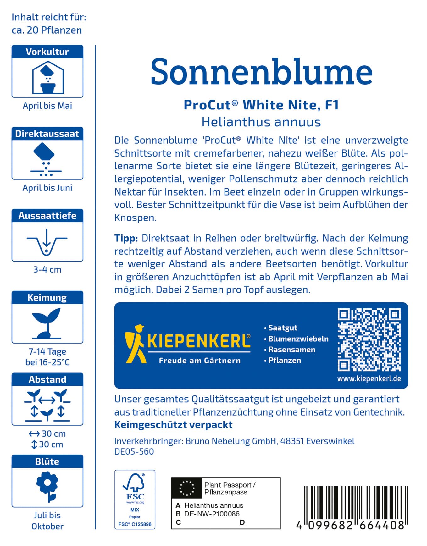 kiepenkerl-sonnenblumensamen-procut-white-nite-blumensaat image 2