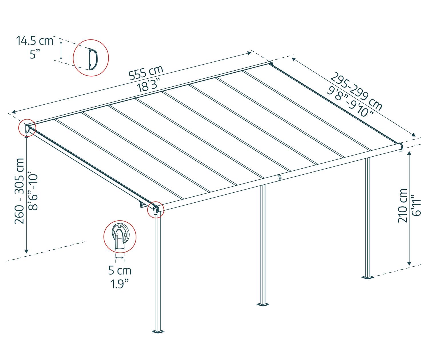 palram-canopia-capri-terrassen-berdachung-10-x-18-ft-bausatz image 3