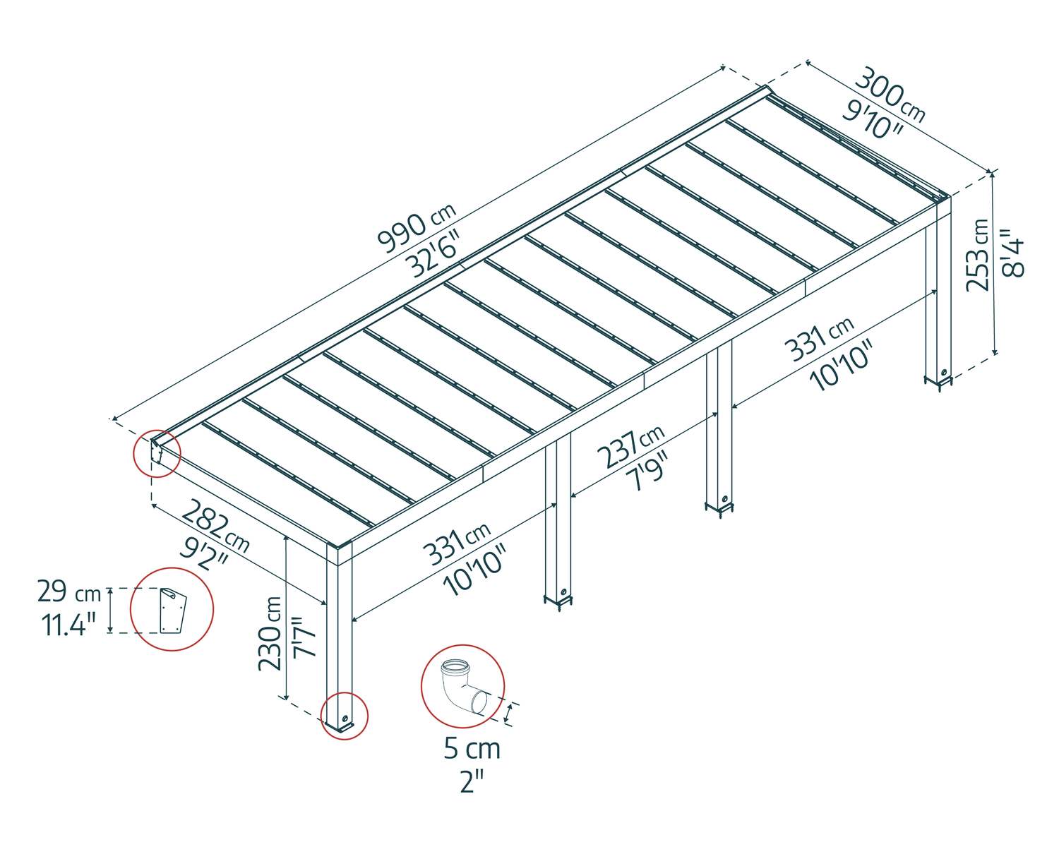 palram-canopia-helsinki-pergola-3-x-9-9-m image 3
