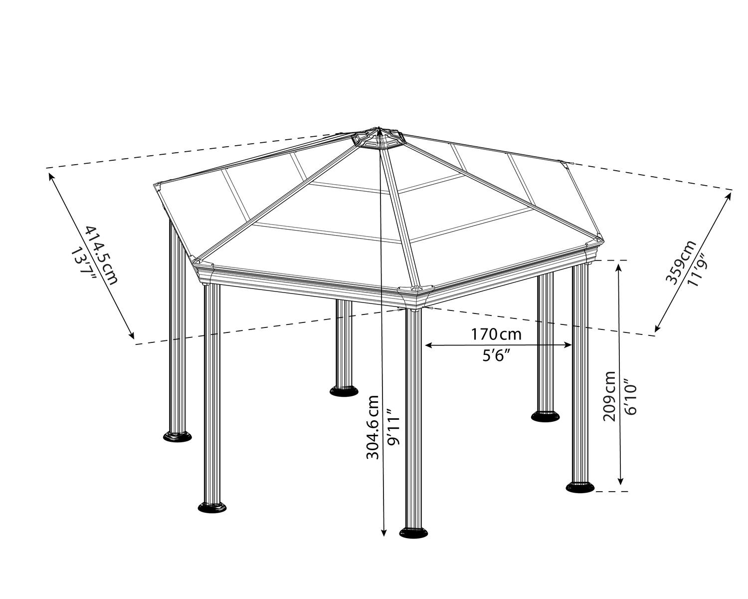 palram-canopia-roma-3-6-x-4-m-gartenpavillon-hexagonal-11-1-m image 4