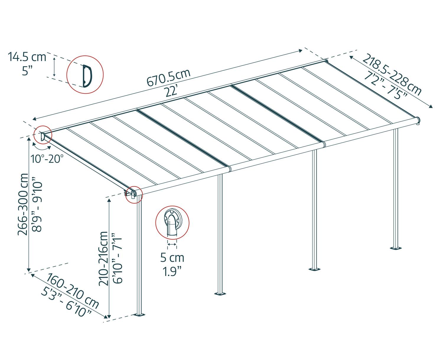 palram-canopia-sierra-pergola-2-2-x-6-7-m image 3