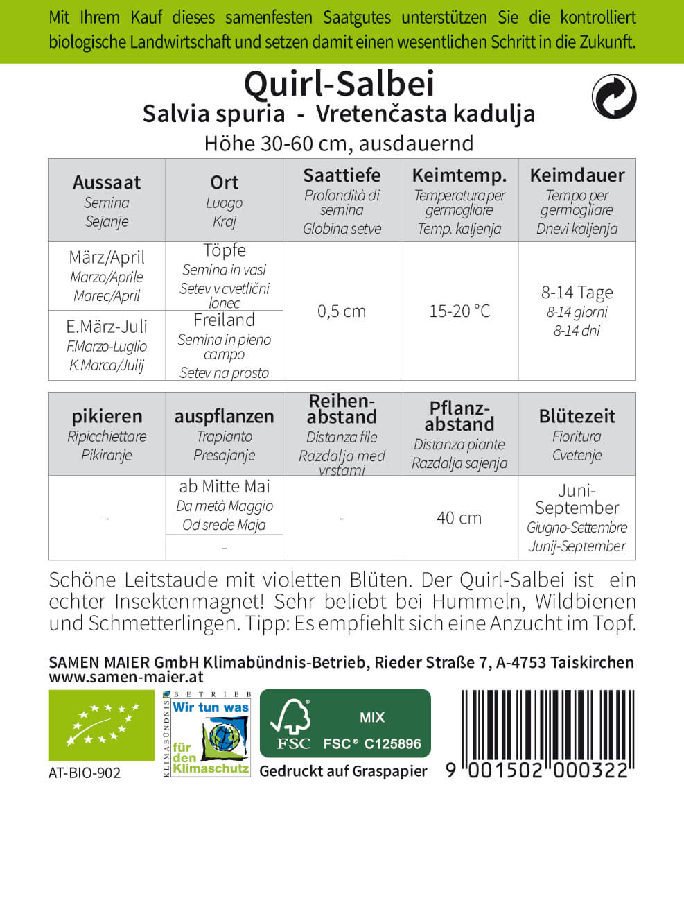 samen-maier-bio-wildblumen-quirl-salbei-blumensamen image 2