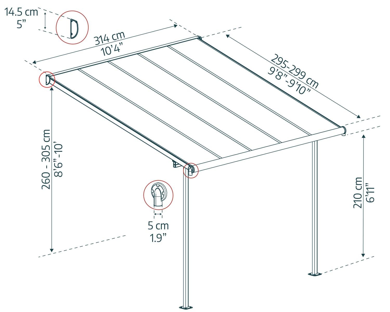 palram-canopia-pergola-sierra-3-x-3 image 4