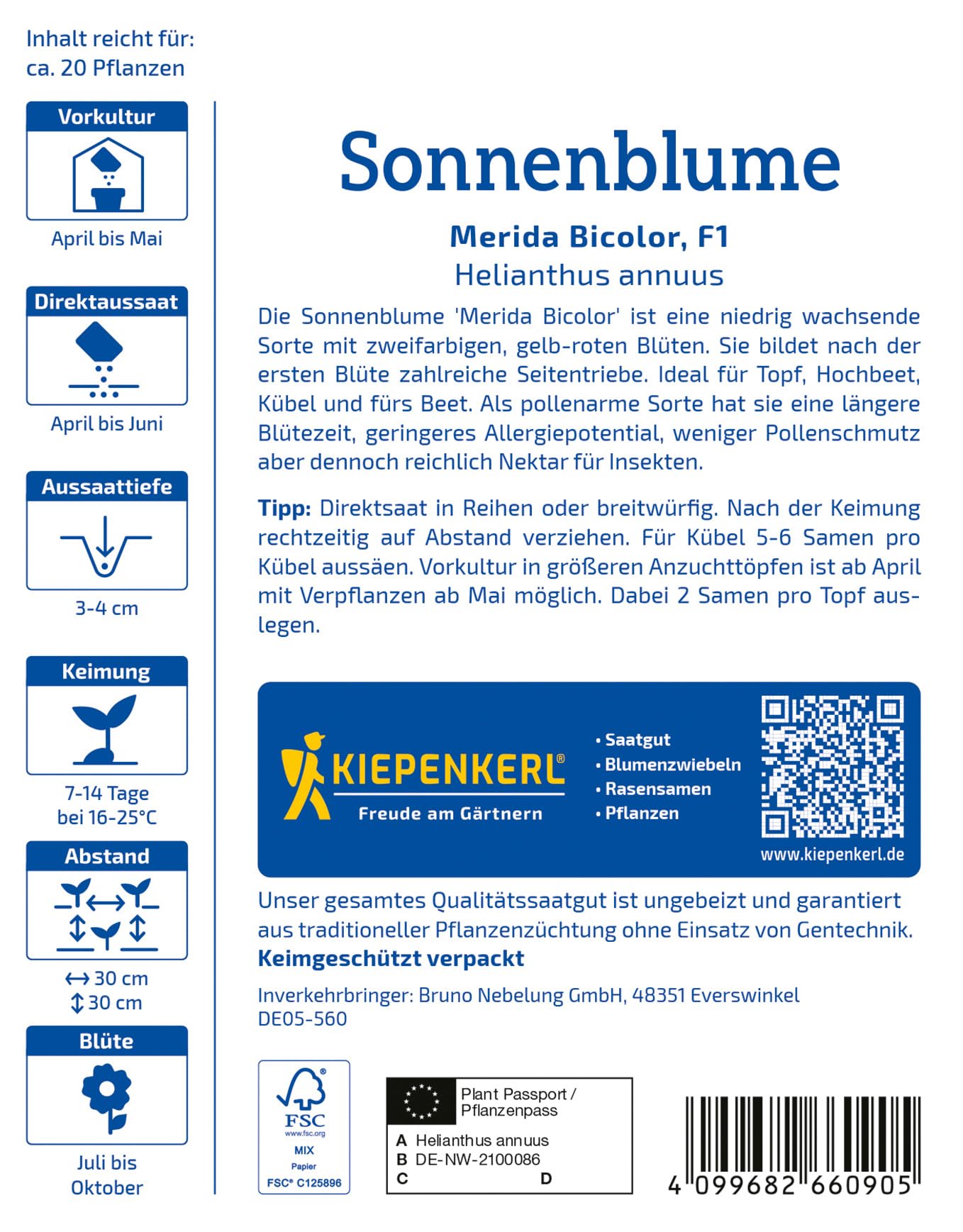 kiepenkerl-sonnenblumensamen-merida-bicolor-1066090-blumensaat image 2