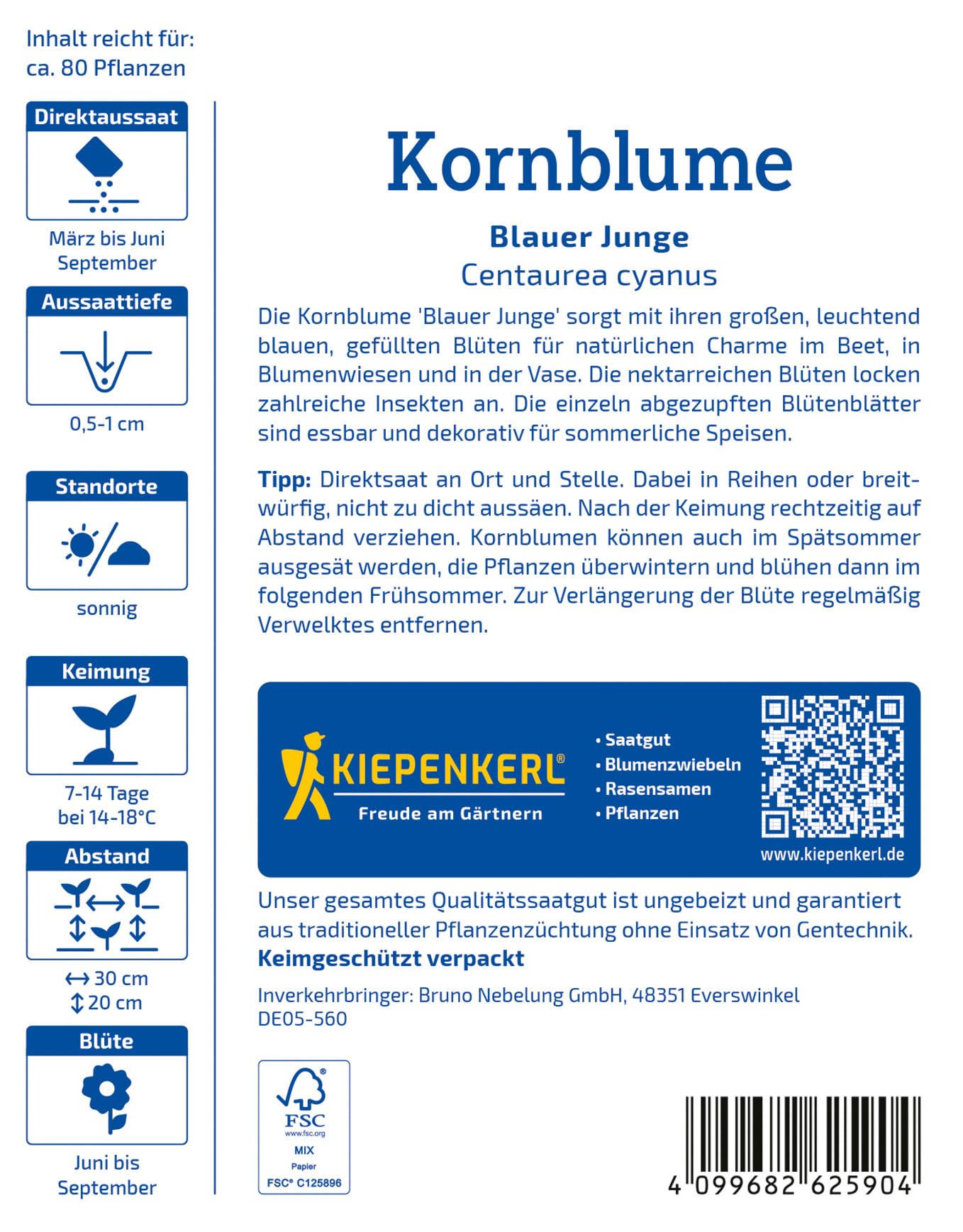 kiepenkerl-kornblumensamen-blauer-junge-1062590-blumensamen-f-r-80-pflanzen image 2