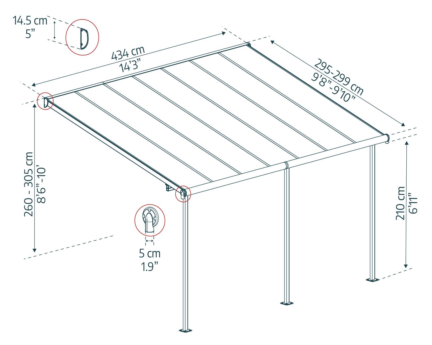 palram-canopia-sierra-10-x-14-ft-terrassen-berdachung-bausatz image 7