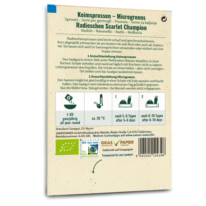 samen-maier-bio-keimsprossen-radieschen-scarlet-champion-microgreens image 2