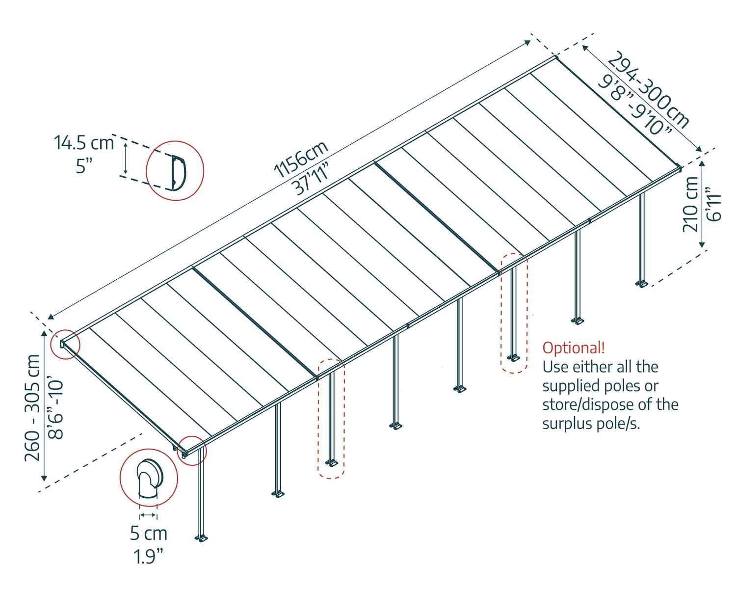 palram-canopia-feria-3x11-6-pergola-terrassen-berdachung image 3
