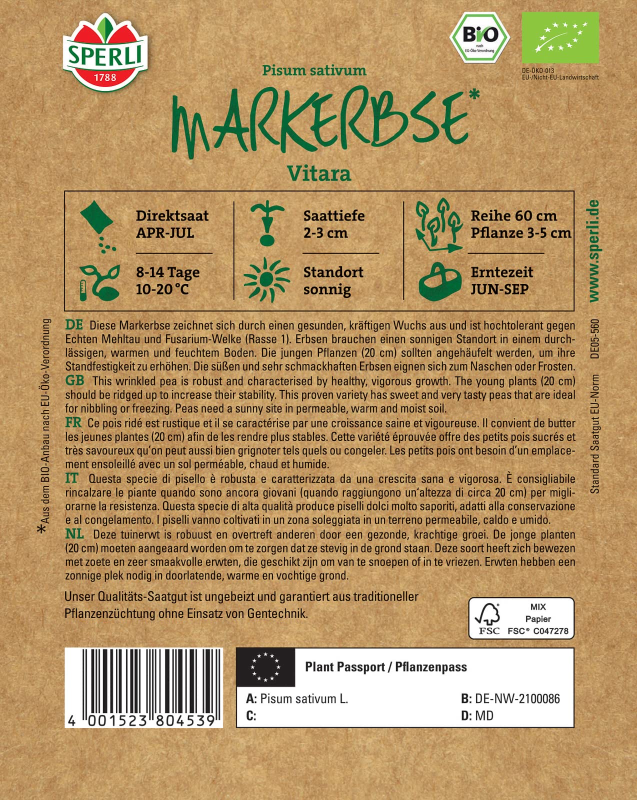 sperli-80453-bio-markerbse-gem-sesamen-kr-ftiger-wuchs-hochtolerant-gegen-echten image 2
