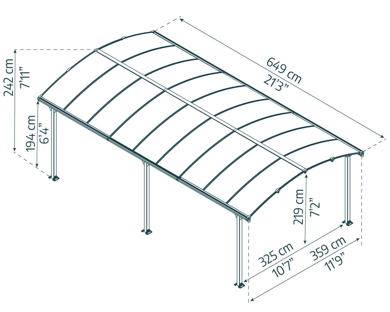 palram-canopia-arcadia-carport-6-49-x-3-59-m image 5