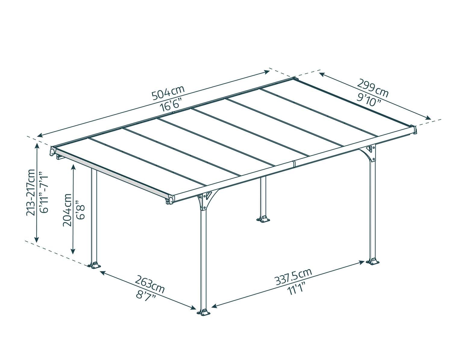 palram-canopia-verona-carport-bausatz-5-04-x-2-99-m image 4